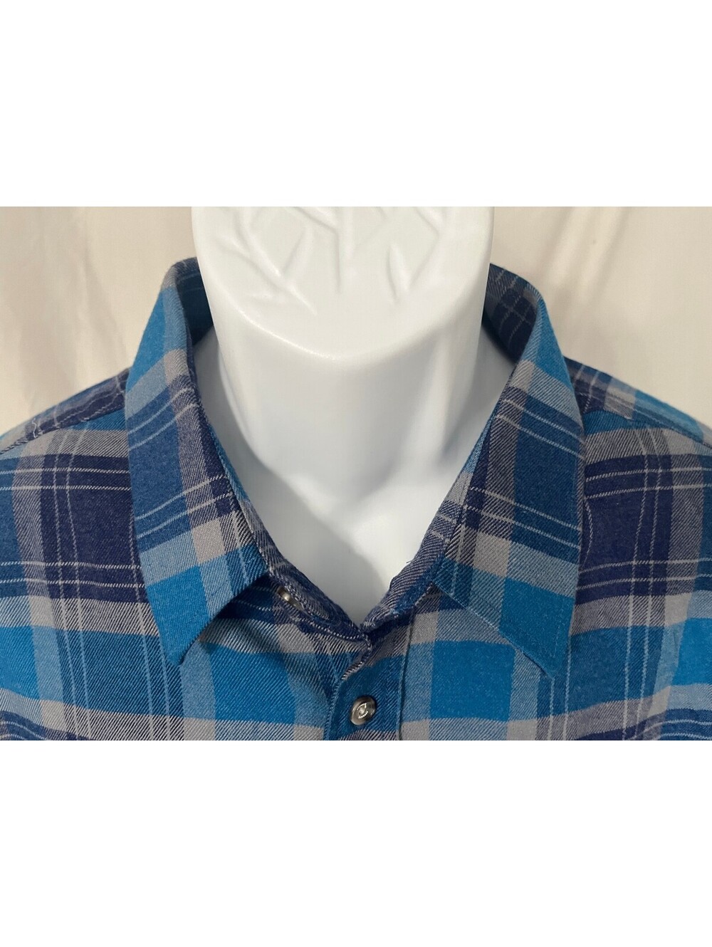 Ash & Erie Men's Blue Gray Plaid Slim Fit Long Sleeve Shirt XL EUC